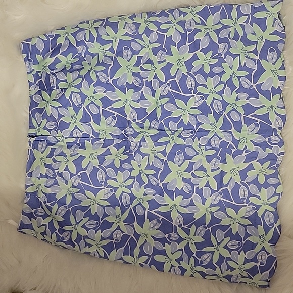 Lilly Pulitzer lilac mint green white floral ladybug print A line skirt Lined 14 - Picture 4 of 6